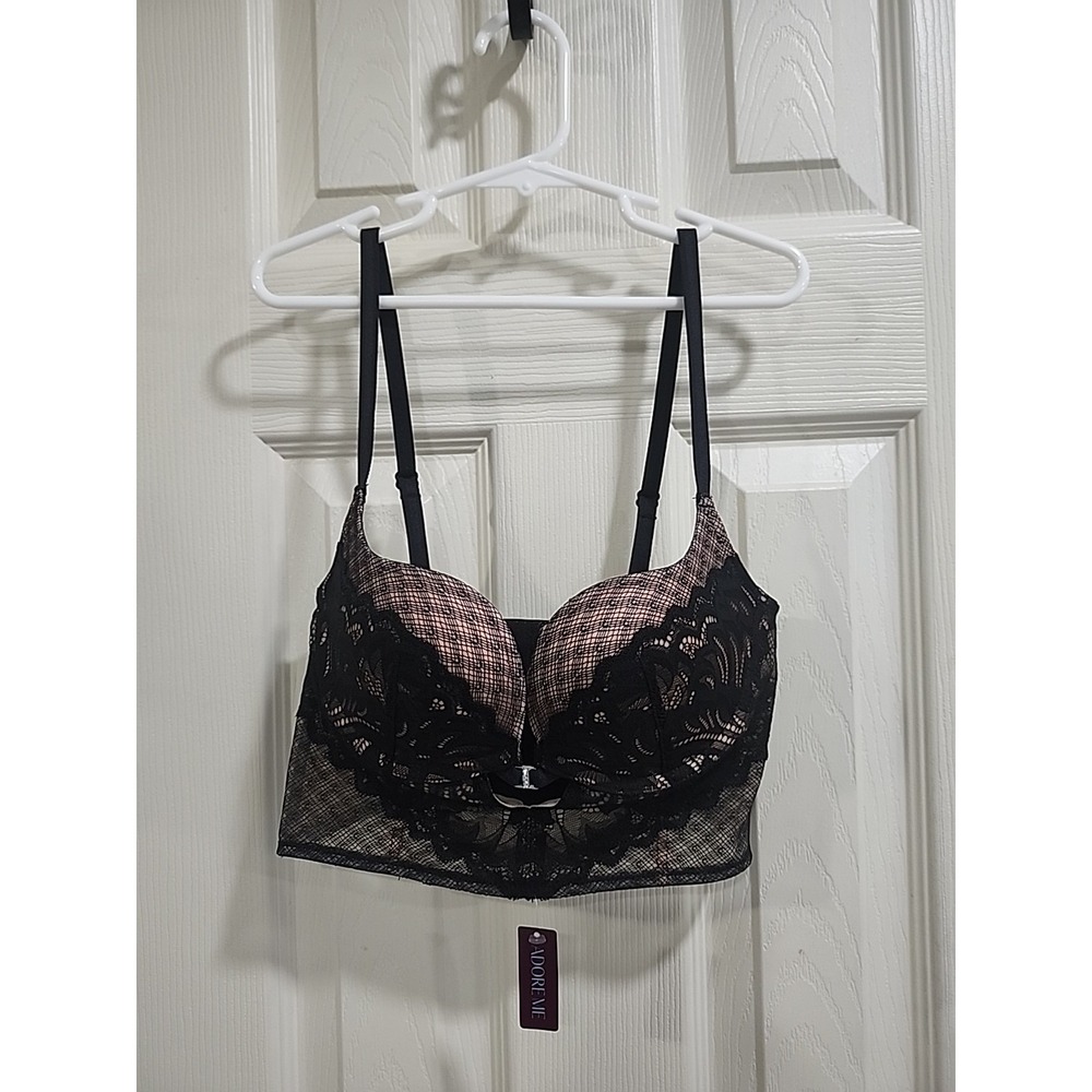 Sexy ADORE ME bra 32D‎ Black/Nude, style: BR-09570-PLU Underwire Push Up NWT
